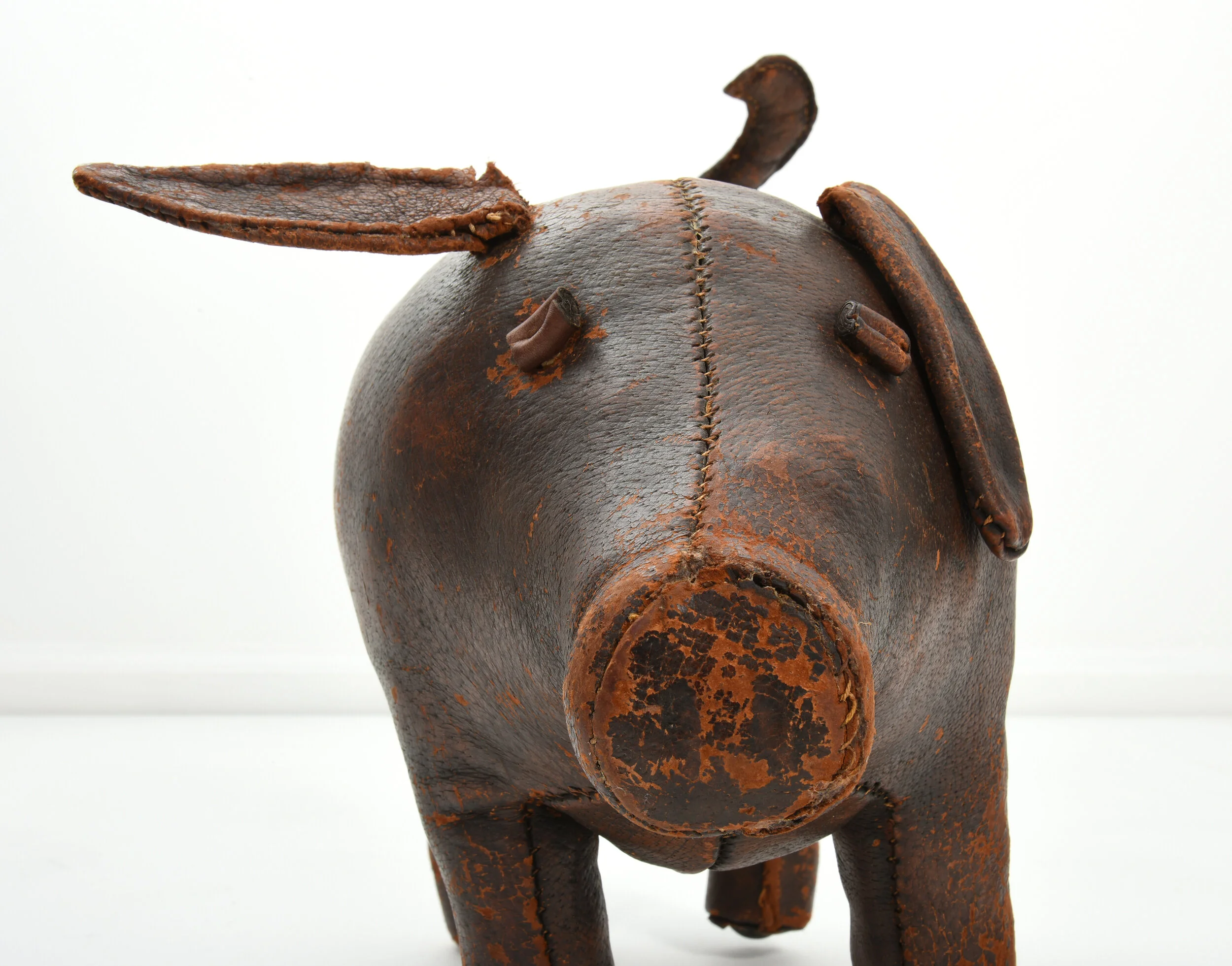 Dimitri Omersa for Abercrombie and Fitch Leather Pig Ottoman 1960s